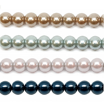 Metallic Round Glass Pearl Beads -  6mm, 8mm