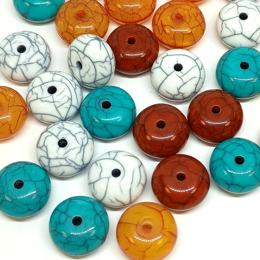 12 mm flat round Crackle Rondelle Acrylic Beads