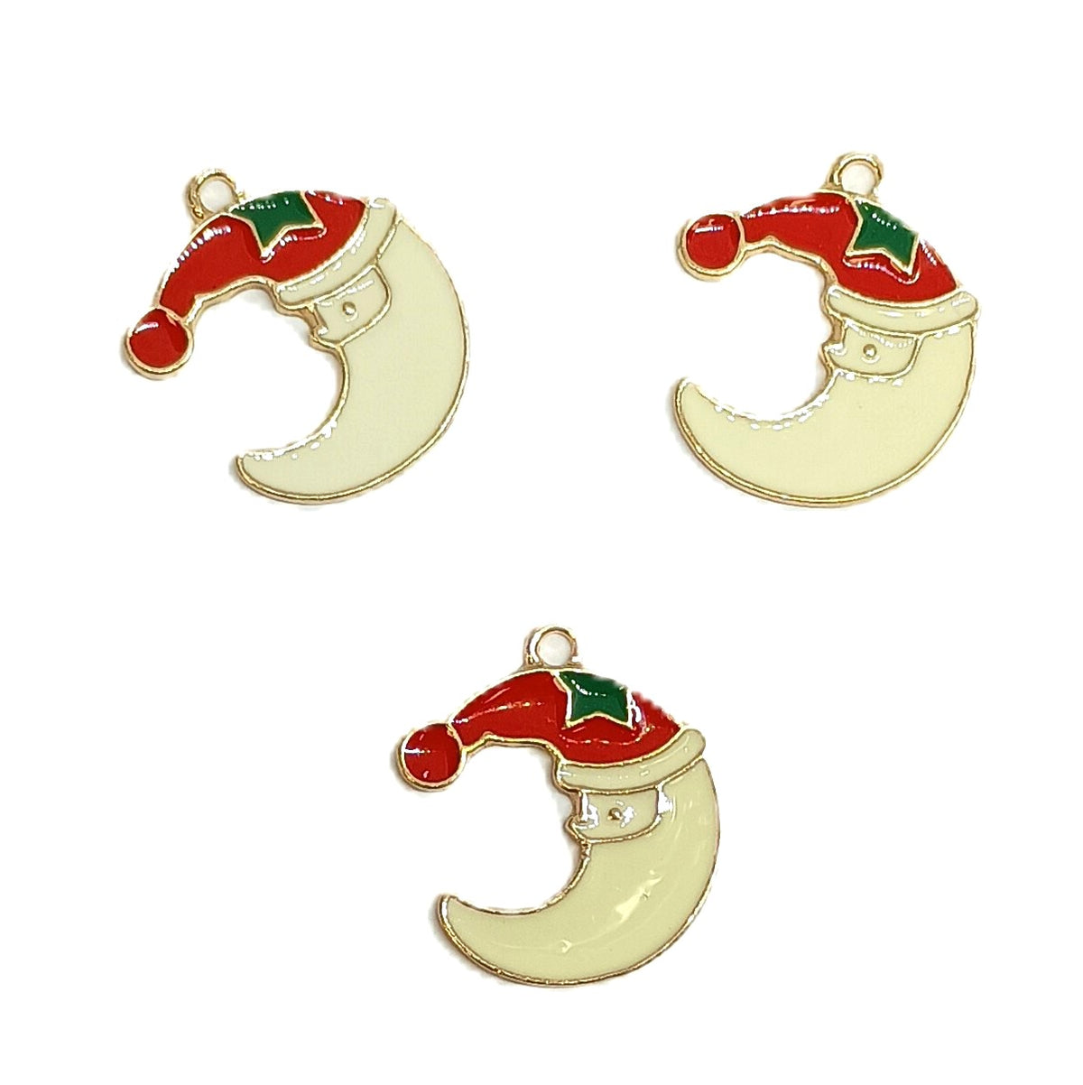 Christmas Metal Enamel Pendant Charms - Moon