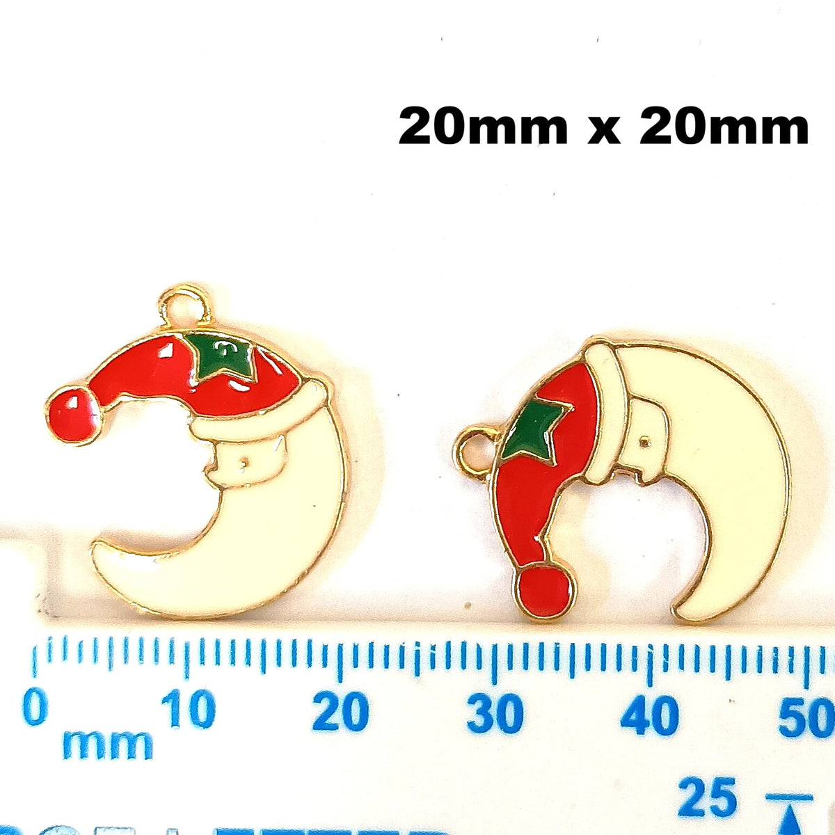 Christmas Metal Enamel Pendant Charms - Moon