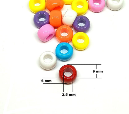 9x6mm opaque Pony Beads - Multicoloured
