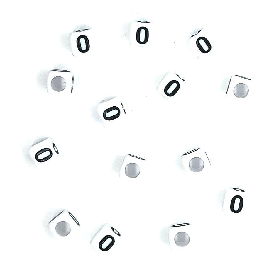 6mm White Cube Numbers Beads