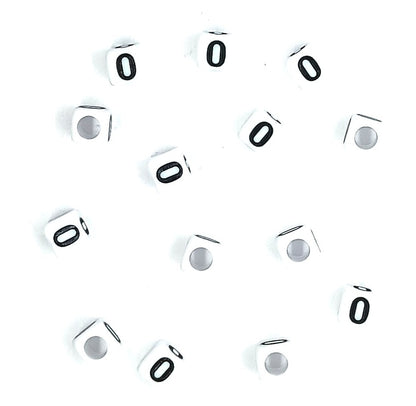 6mm White Cube Numbers Beads