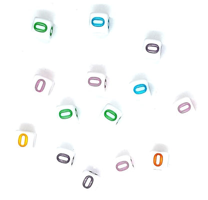 6mm White Cube Numbers Beads Colourful Numbers