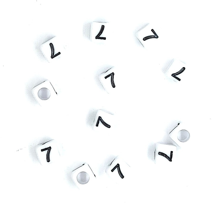 6mm White Cube Numbers Beads