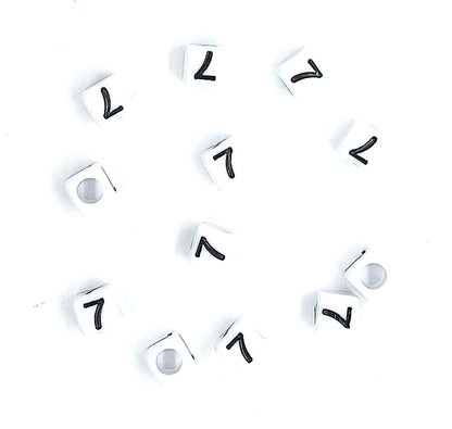 6mm White Cube Numbers Beads