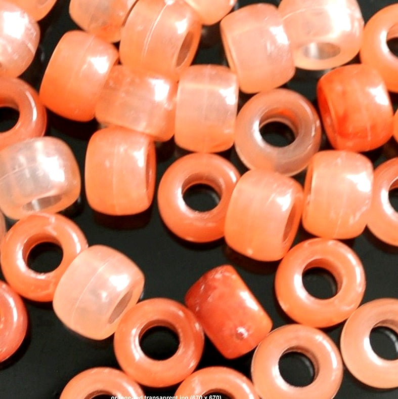 9x6mm Cloudy Stone Pony Beads - Coral Orange