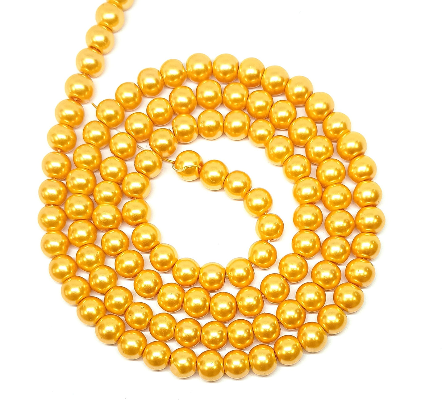 Red and Yellow Round Glass Pearl Beads -  6mm, 8mm