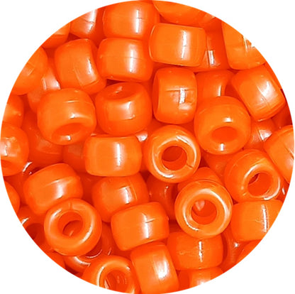9x6mm Pearlised Pony Beads - Orange
