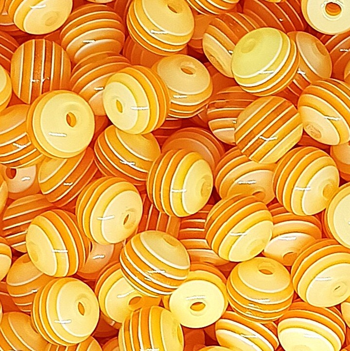 8mm Translucent Striped Round Resin Beads