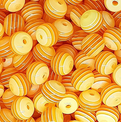 8mm Translucent Striped Round Resin Beads