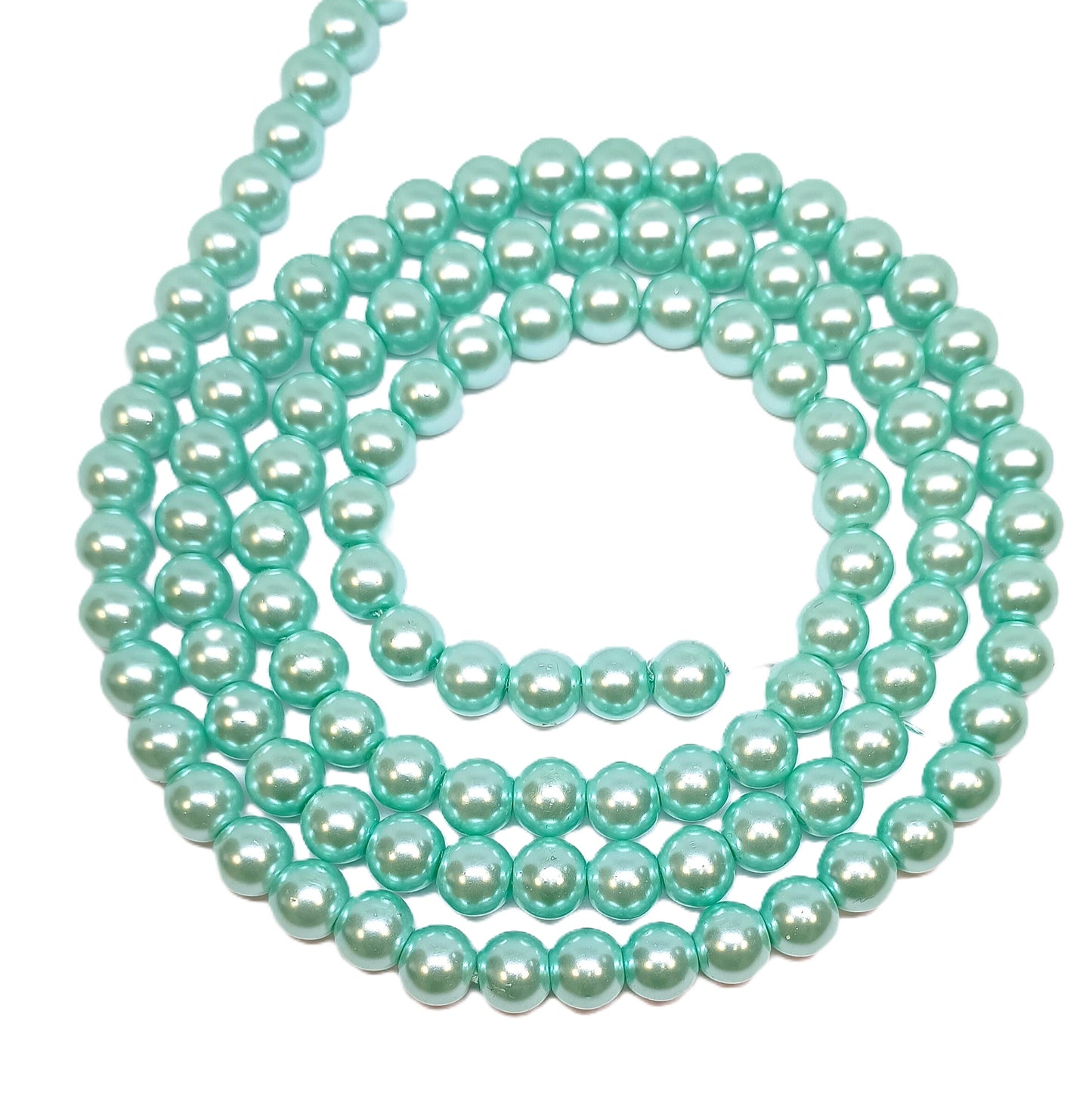 Blue Round Glass Pearl Beads -  6mm, 8mm