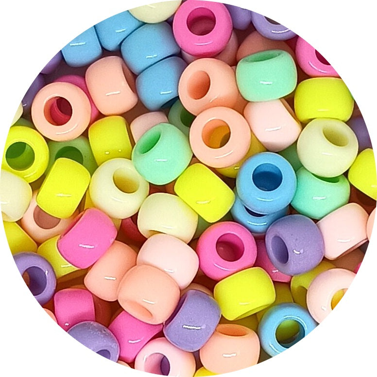 9x6mm Opaque Pony Beads - Pastel Colours