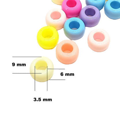9x6mm Opaque Pony Beads - Pastel Colours
