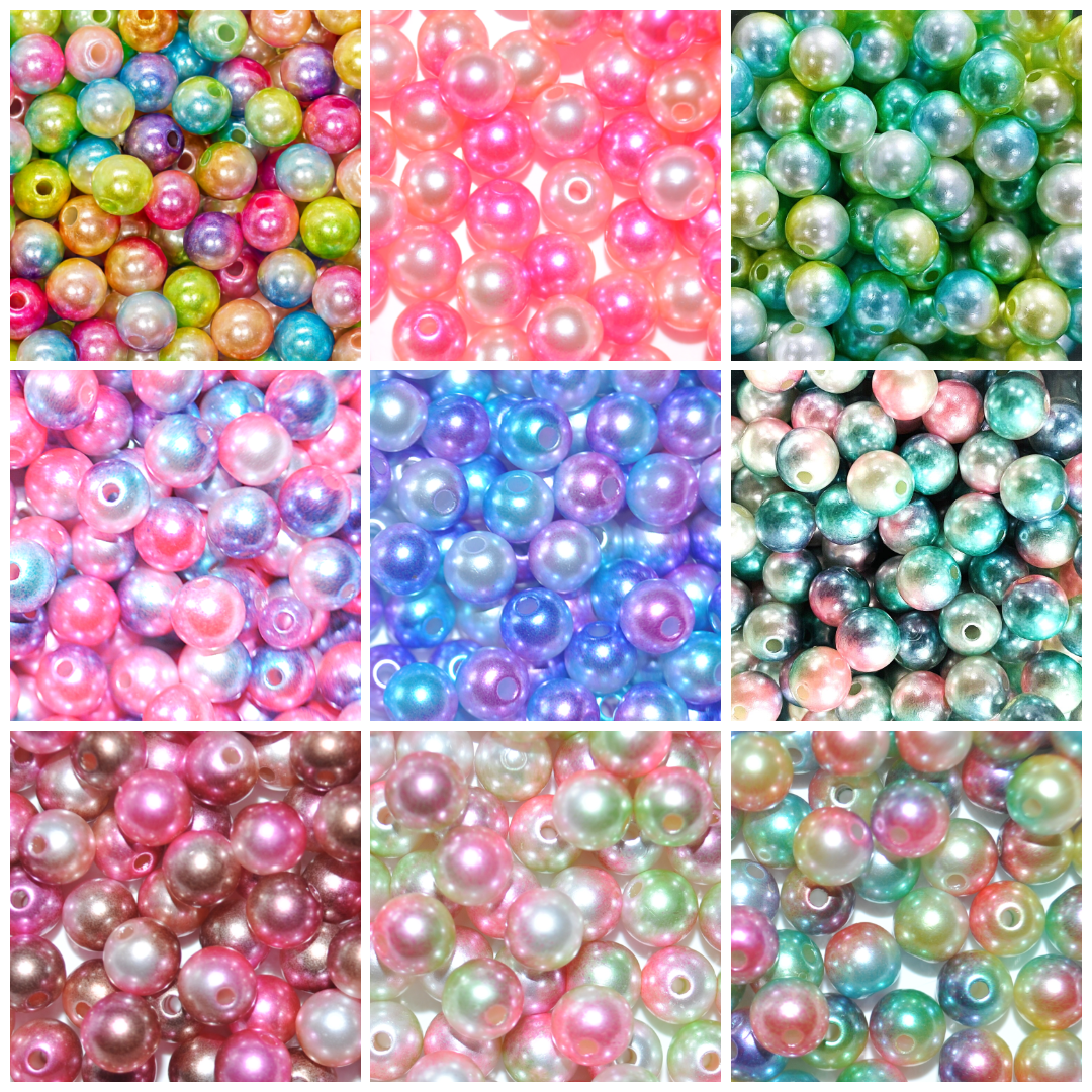 4mm Aurora Pearl Acrylic Beads, Iridescent Rainbow Pastel Craft Beads