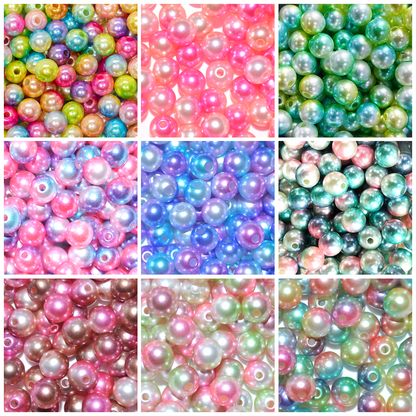 4mm Aurora Pearl Acrylic Beads, Iridescent Rainbow Pastel Craft Beads
