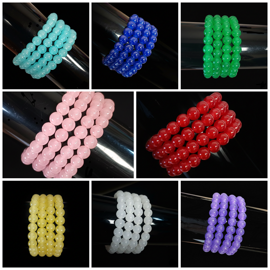 Jade Style Round Glass Beads - 6mm, 8mm