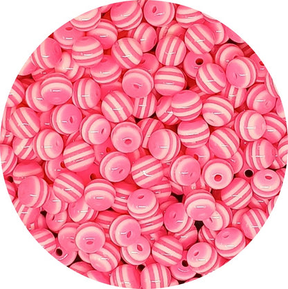 6mm Solid Colour Striped Round Resin Beads