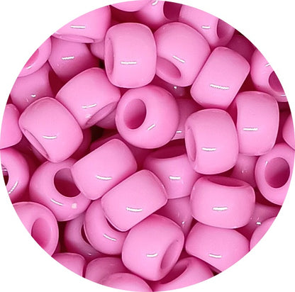 9x6mm opaque Pony Beads - Pink