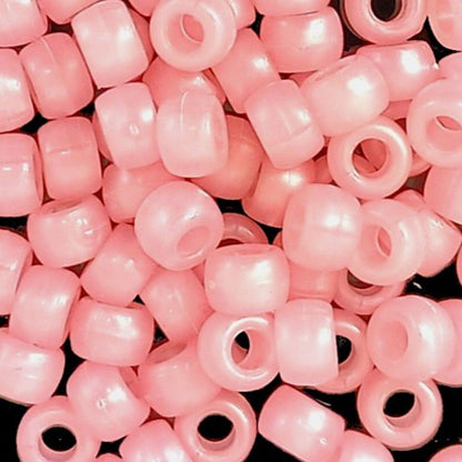 9x6mm Pearlised Pony Beads - Pink
