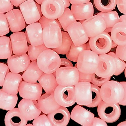 9x6mm Pearlised Pony Beads - Pink