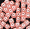 6mm Translucent Cube Acrylic Alphabet Beads - Pink O