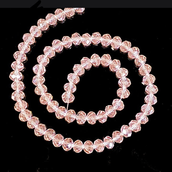 Pink Champagne Faceted Crystal Rondelle Beads - 8mm, 10mm