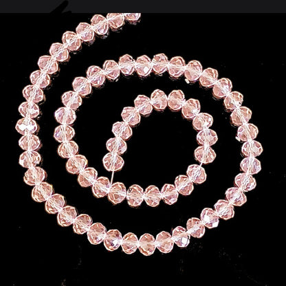 Pink Champagne Faceted Crystal Rondelle Beads - 8mm, 10mm