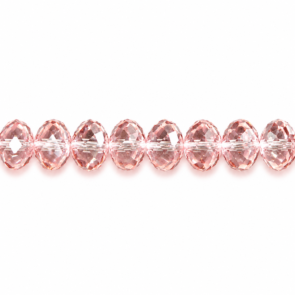 Pink Champagne Faceted Crystal Rondelle Beads - 8mm, 10mm