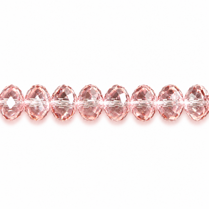 Pink Champagne Faceted Crystal Rondelle Beads - 8mm, 10mm