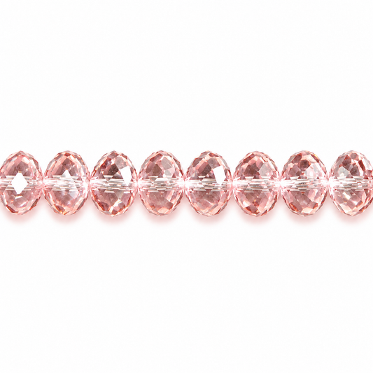 Pink Champagne Faceted Crystal Rondelle Beads - 8mm, 10mm