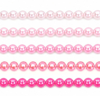 Pink Round Glass Pearl Beads -  6mm, 8mm