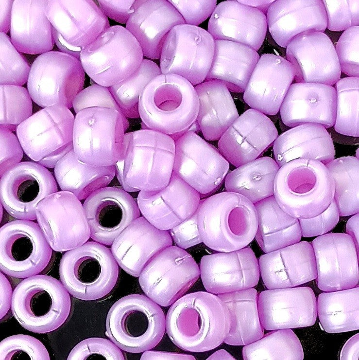 9x6mm Pearlised Pony Beads - Purple