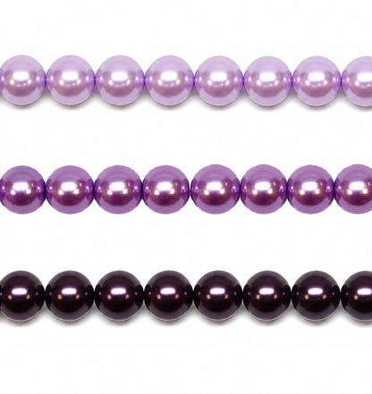Purple Round Glass Pearl Beads -  6mm, 8mm