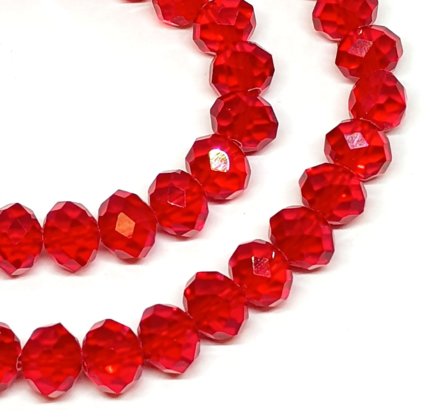 Red Faceted Crystal Rondelle Beads