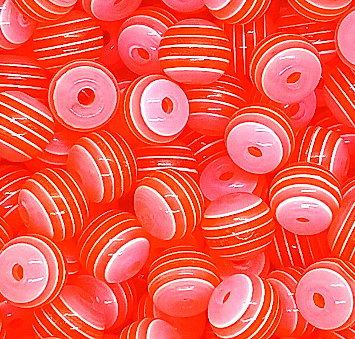 8mm Translucent Striped Round Resin Beads