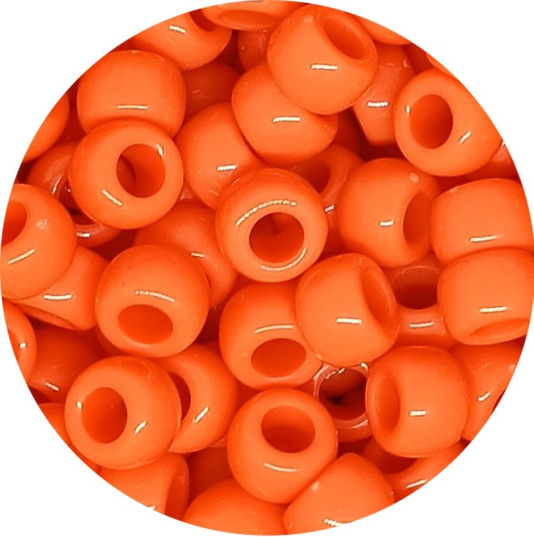 9x6mm Opaque Pony Beads - Orange
