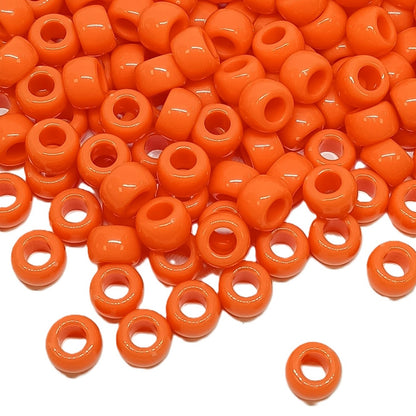9x6mm Opaque Pony Beads - Orange