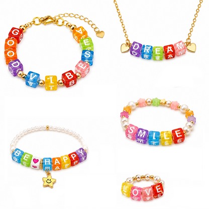 6mm Transparent Cube Acrylic Alphabet Beads - Pink E