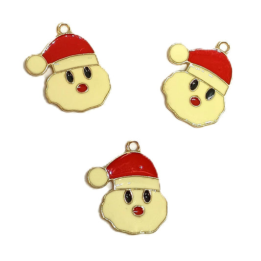 Christmas Metal Enamel Pendant Charms - Santa Claus