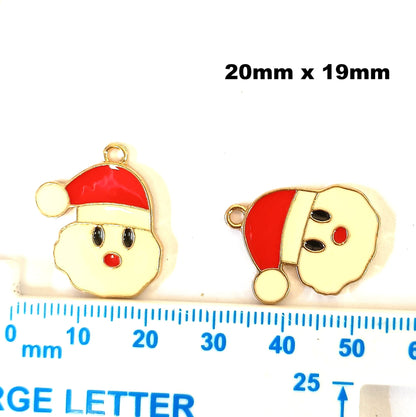 Christmas Metal Enamel Pendant Charms - Santa Claus