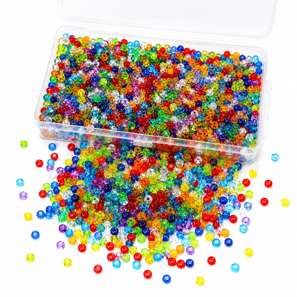 A Box of 100 gram 3mm Multicoloured Glass Seed Beads