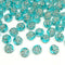 8mm Round Rose Acrylic Beads with Silver Detail - Blue