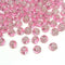 8mm Round Rose Acrylic Beads with Silver Detail - Pink