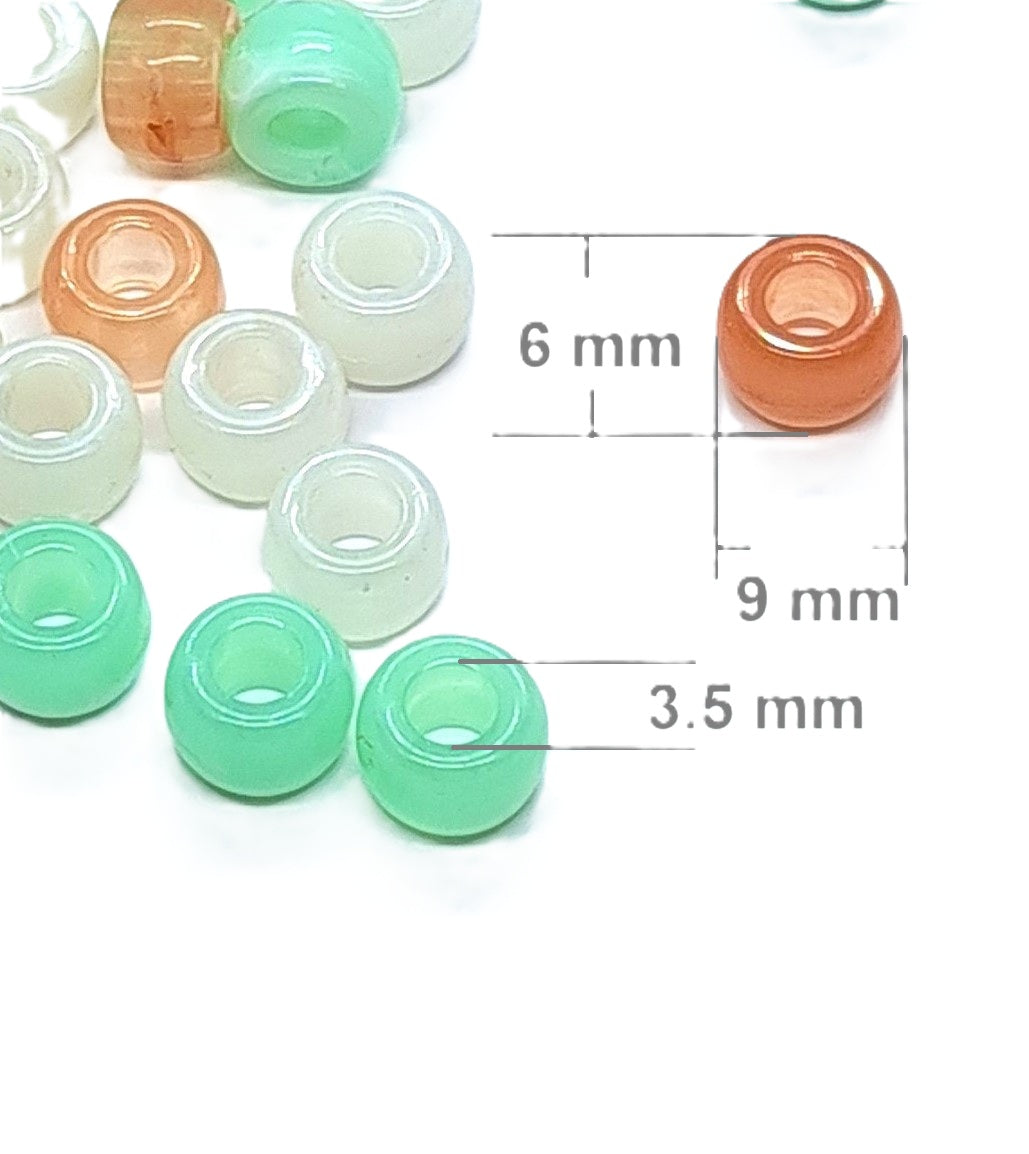 9x6mm Cloudy Stone Pony Beads - Grey