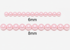 Pink Round Glass Pearl Beads -  6mm, 8mm