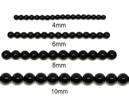 Black Round Glass Pearl Beads - 4mm, 6mm, 8mm