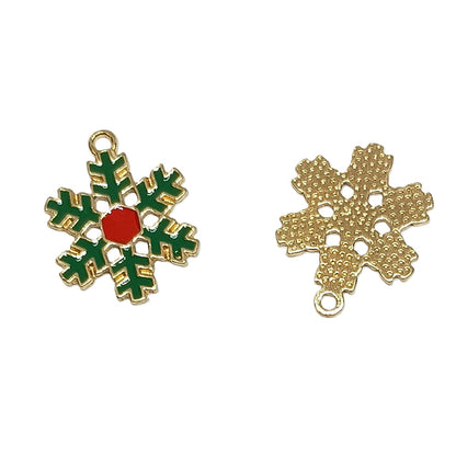 Christmas Metal Pendant beads Enamel Festive Charms - Snow Flake