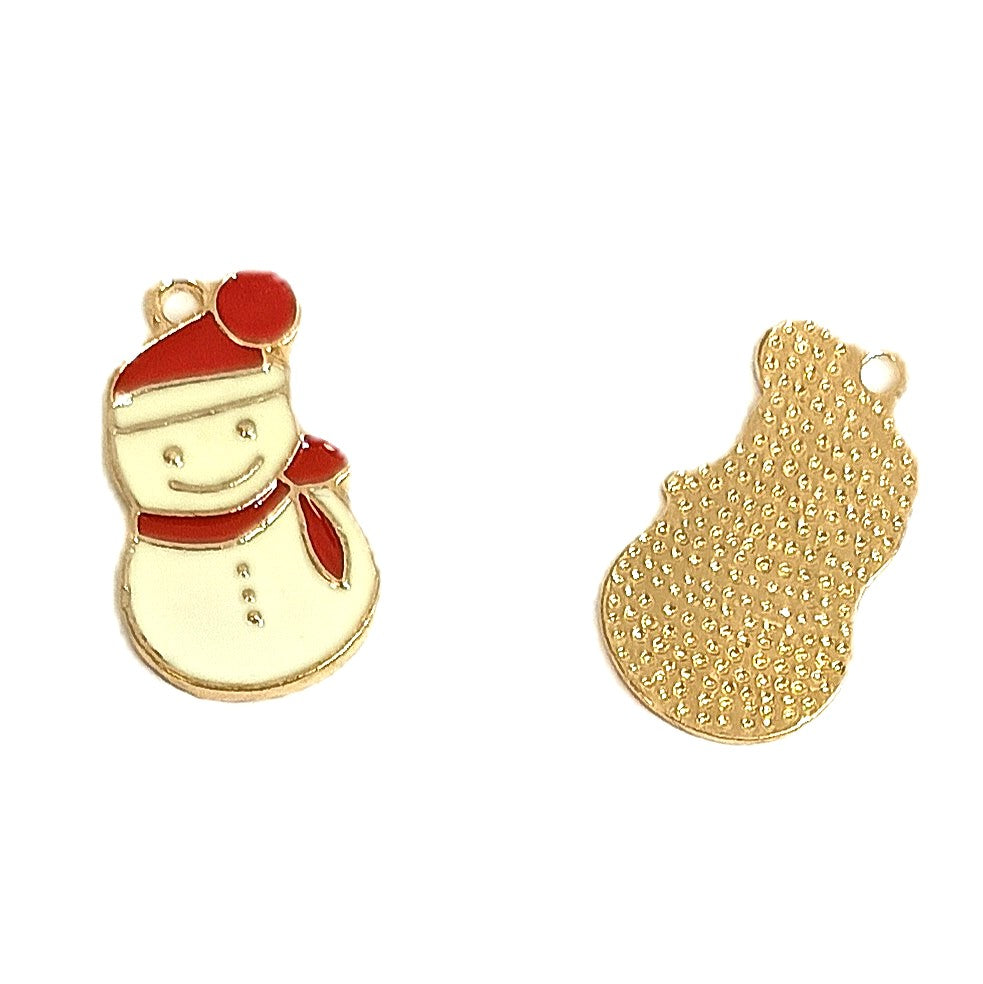 Christmas Metal Enamel Pendant Charms - Snow Man