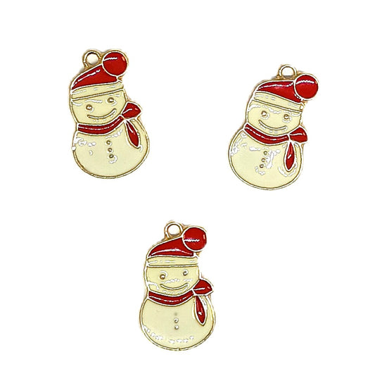Christmas Metal Enamel Pendant Charms - Snow Man